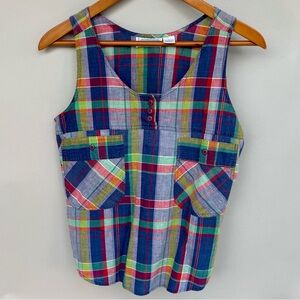 vintage Pinot Noir red plaid short-sleeve blouse